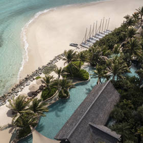 Necker Island - Main Beach & Pool aerial