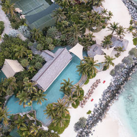 Necker Island - Main Beach & Crocodile Pavilion aerial