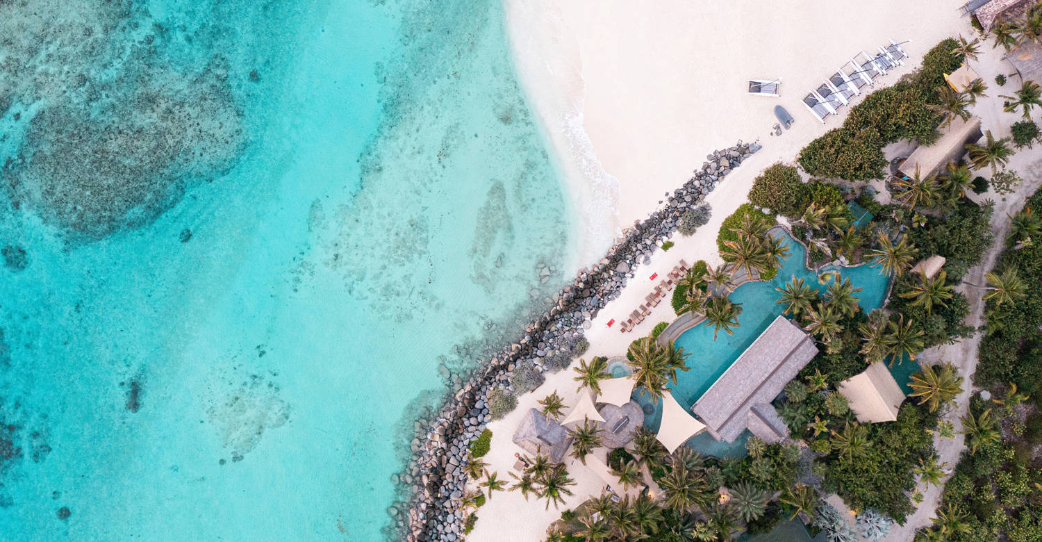 Necker Island main beach and Crocodile Pavillion